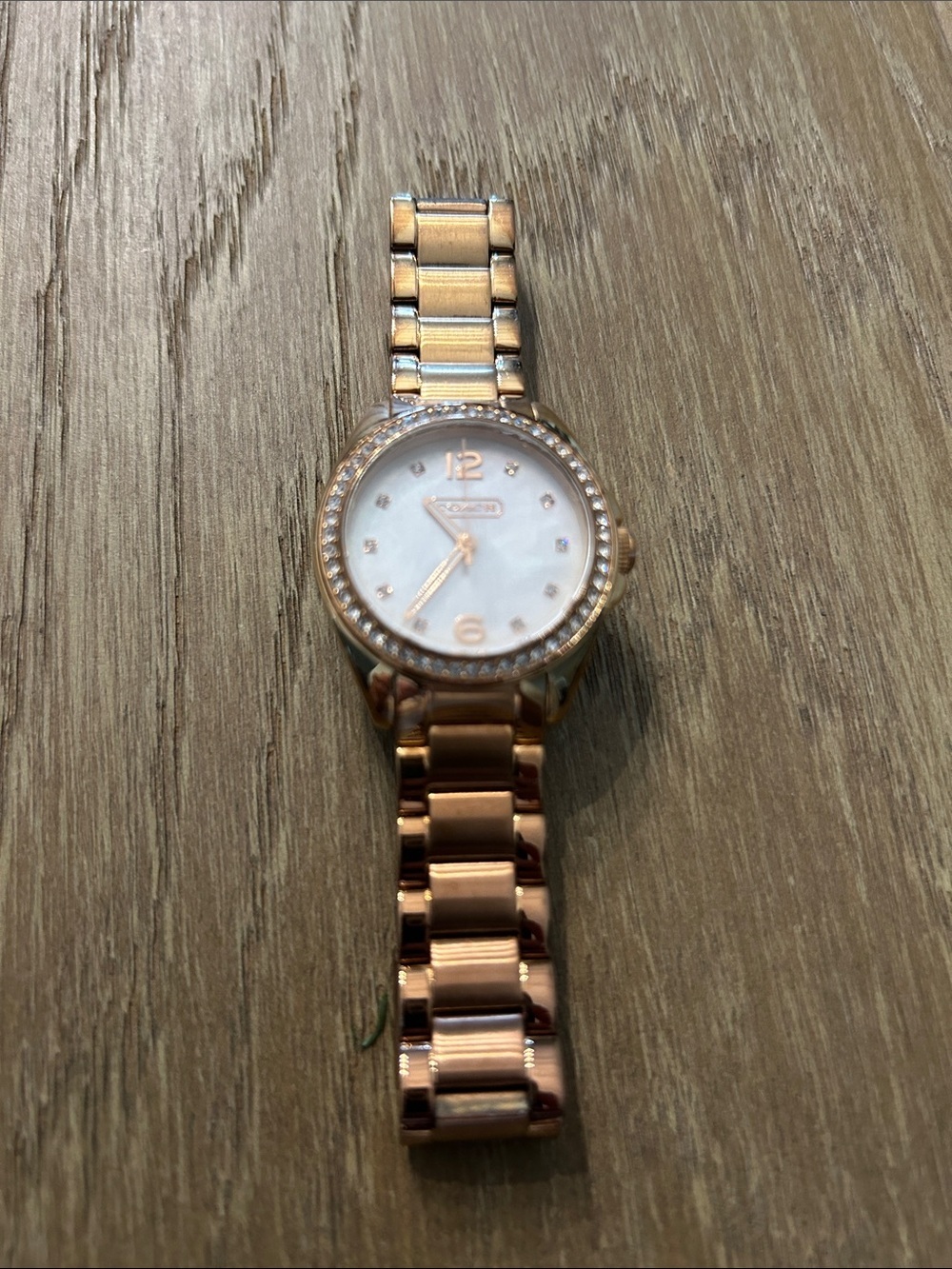 Coach Tristen Rose Gold Plated Crystal Mother of Pearl Dial Watch